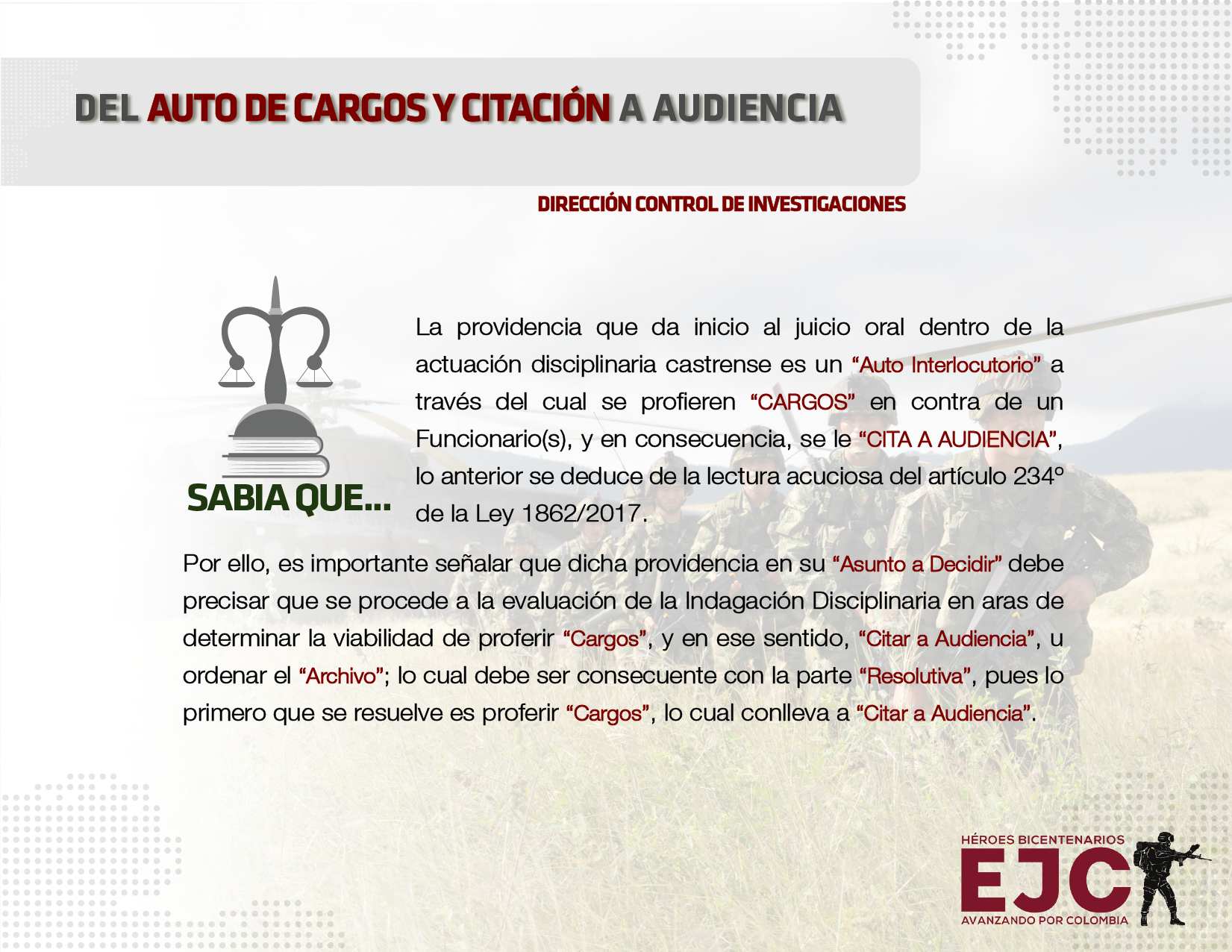 9. Del auto de cargos y citación a audiencia. Ver también circular No. 2021107016061743