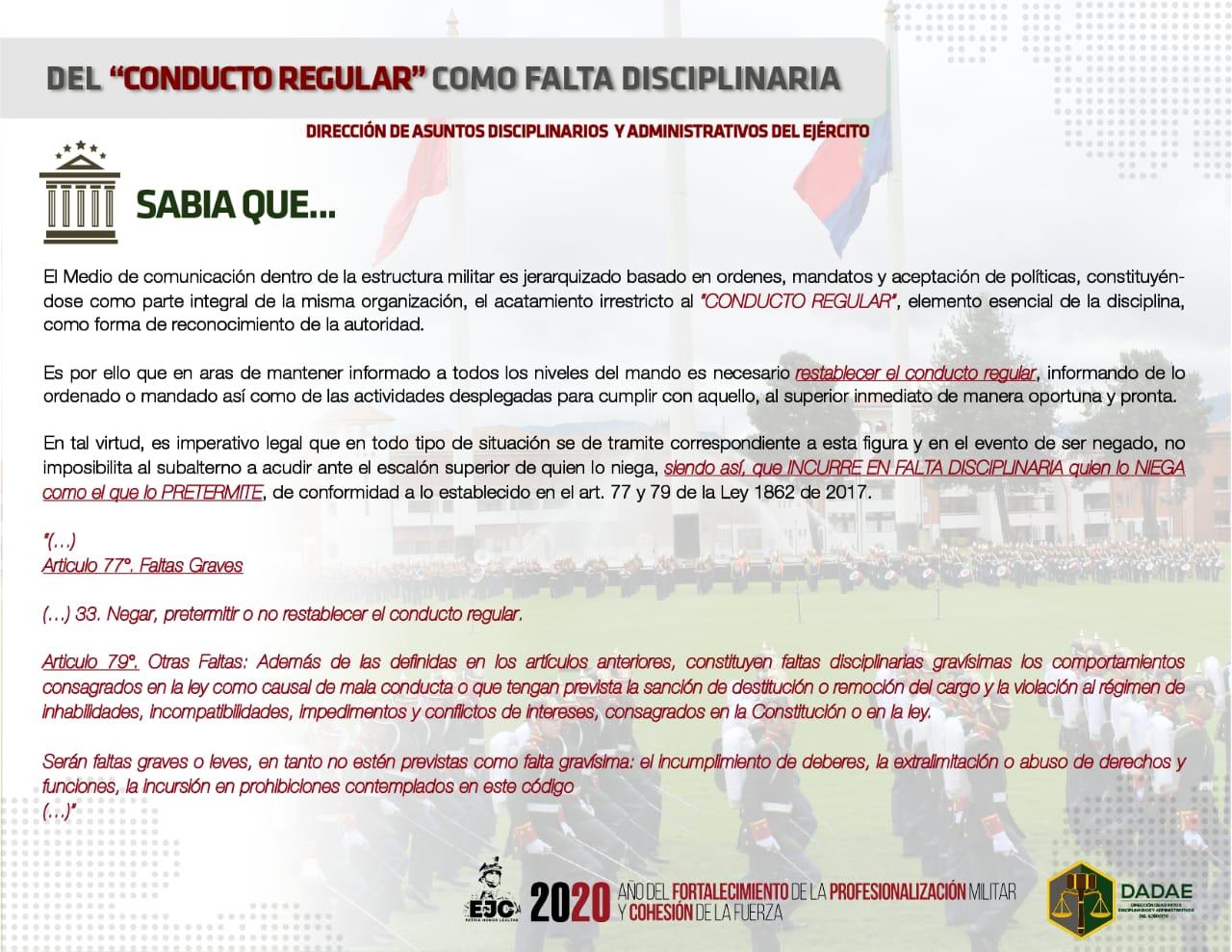 61. Del conducto regular como falta disciplinaria. Ver también circular No 2022107016015713