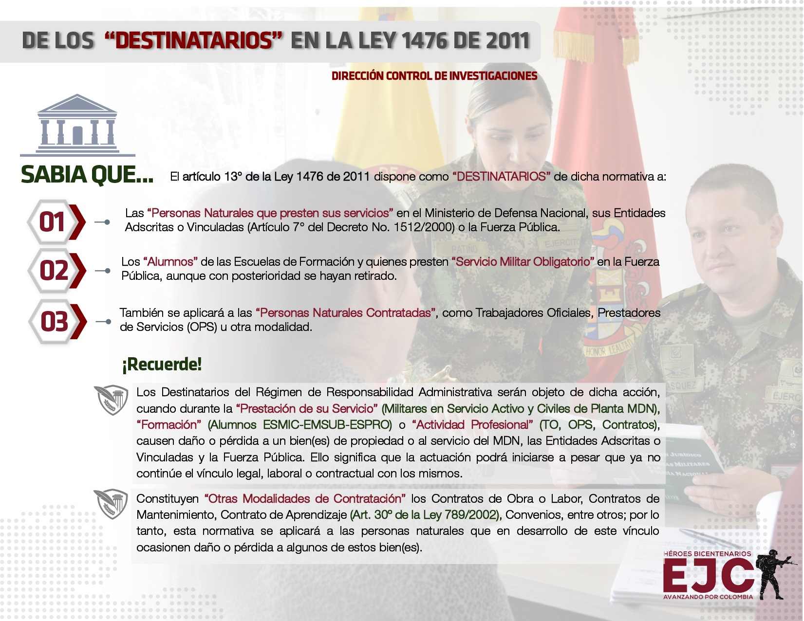 15. De los destinatarios en la ley 1476 de 2011