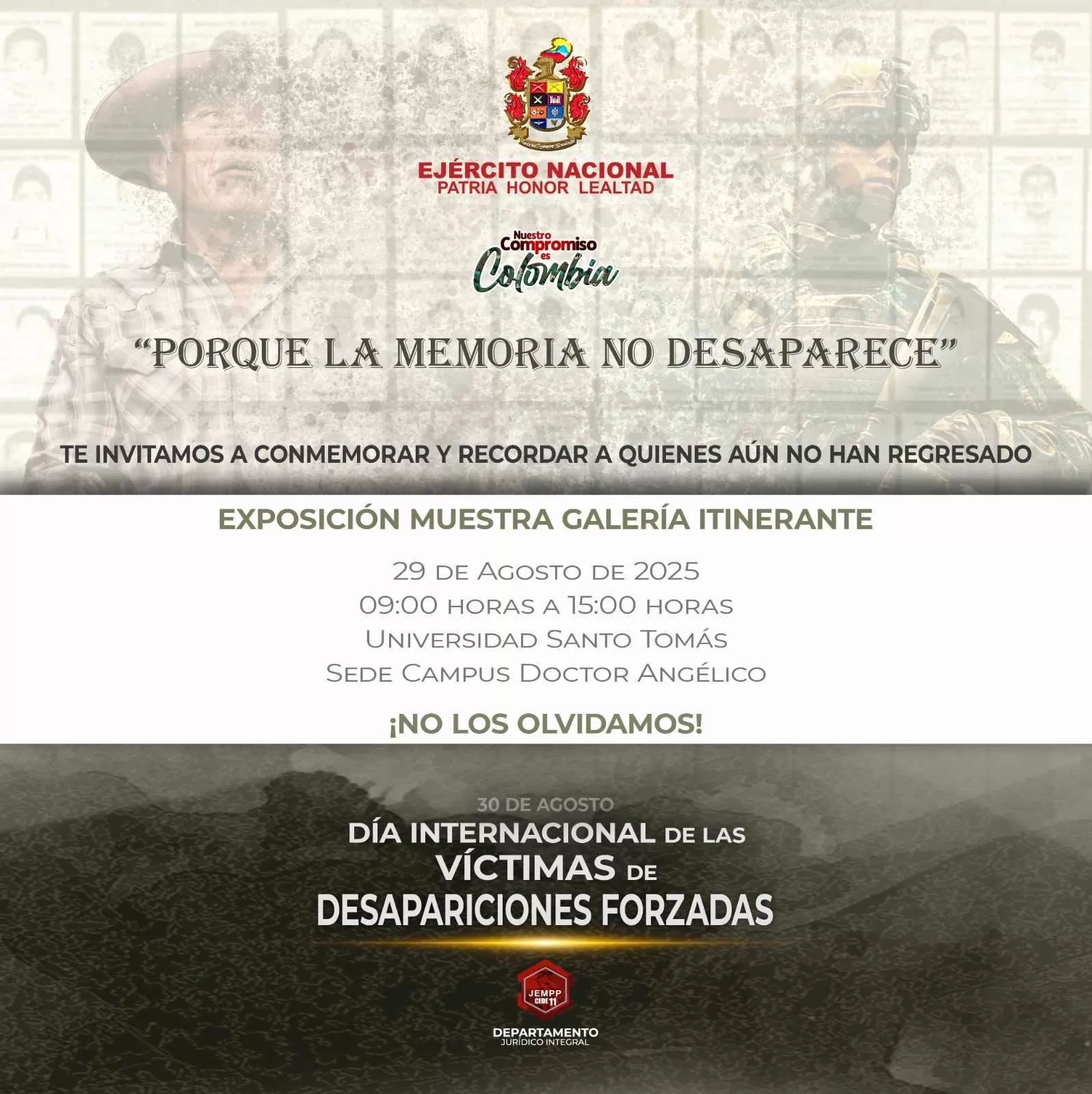 Ejército Nacional invita a la exposición de la Galería Itinerante en la Universidad Santo Tomás