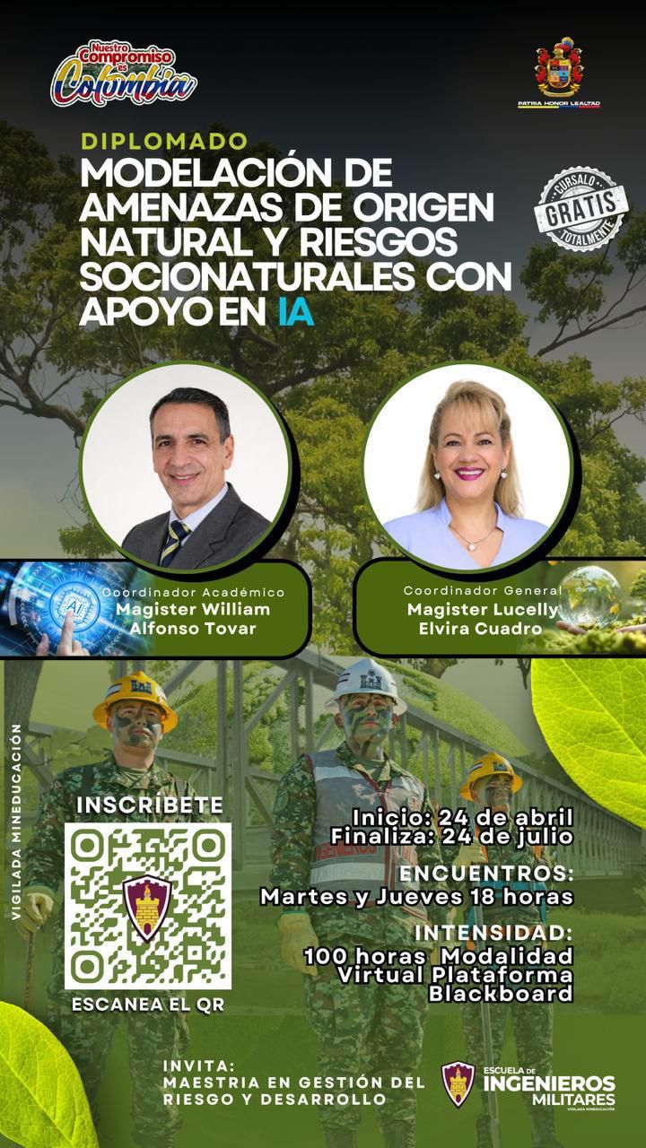 Diplomado en Modelación de Amenazas de Origen Natural y Riesgos Socionaturales con apoyo en IA.