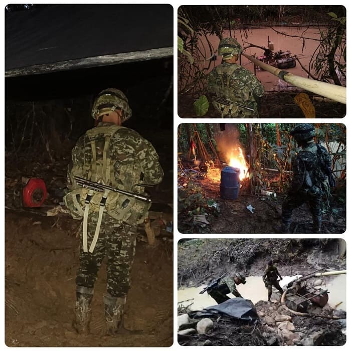 The National Army raided two illegal mining operations in Putumayo, disrupting illicit economic activities worth more than 990 million pesos per month